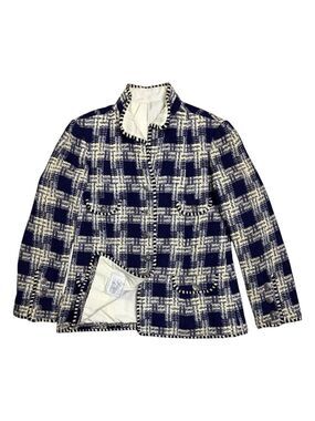 SAKS FIFTH AVE Vintage 80s TWEED Luxury Designer Business Casual Jacket Womens S